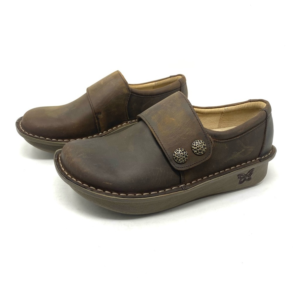 Alegria Deliah Oiled Brown Leather Loafer Ergonomic Comfort Shoe - Picture 2 of 8